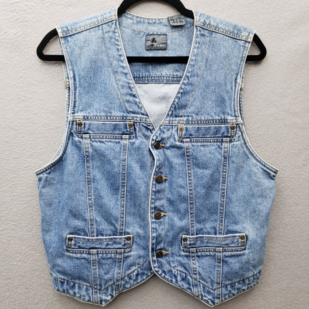Vintage Lizwear Denim Jean Vest Coastal Cowgirl Western Festival Boho Country